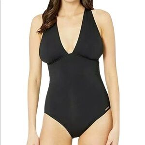 MICHAEL Kors Cross Back One-Piece Black Swimsuit